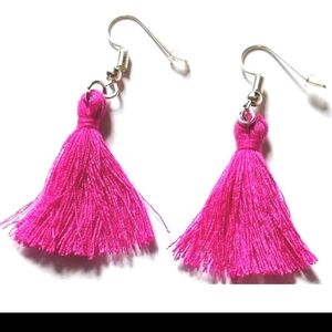 Vibrant Pink Tassel Earrings